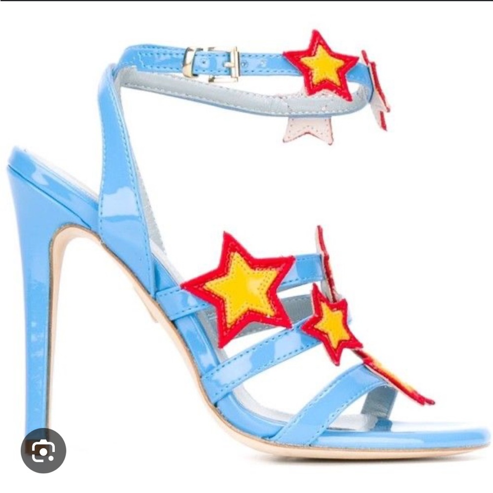 Chiara Ferragni Blue Star-Embellished Stiletto Heeled Sandals 35